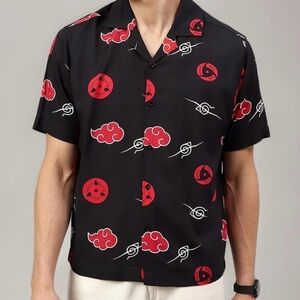 Naruto Shippuden Anime Collection Hawaiian Collar Button Up Shirt Mn’s XL